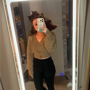 SHEIN Tan Cable Knit Cardigan